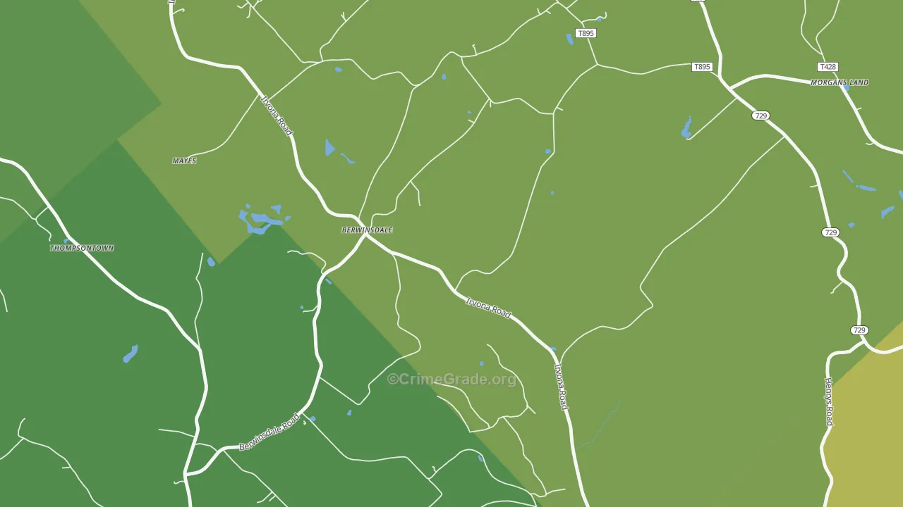 Berwinsdale, PA Map of Theft Rates