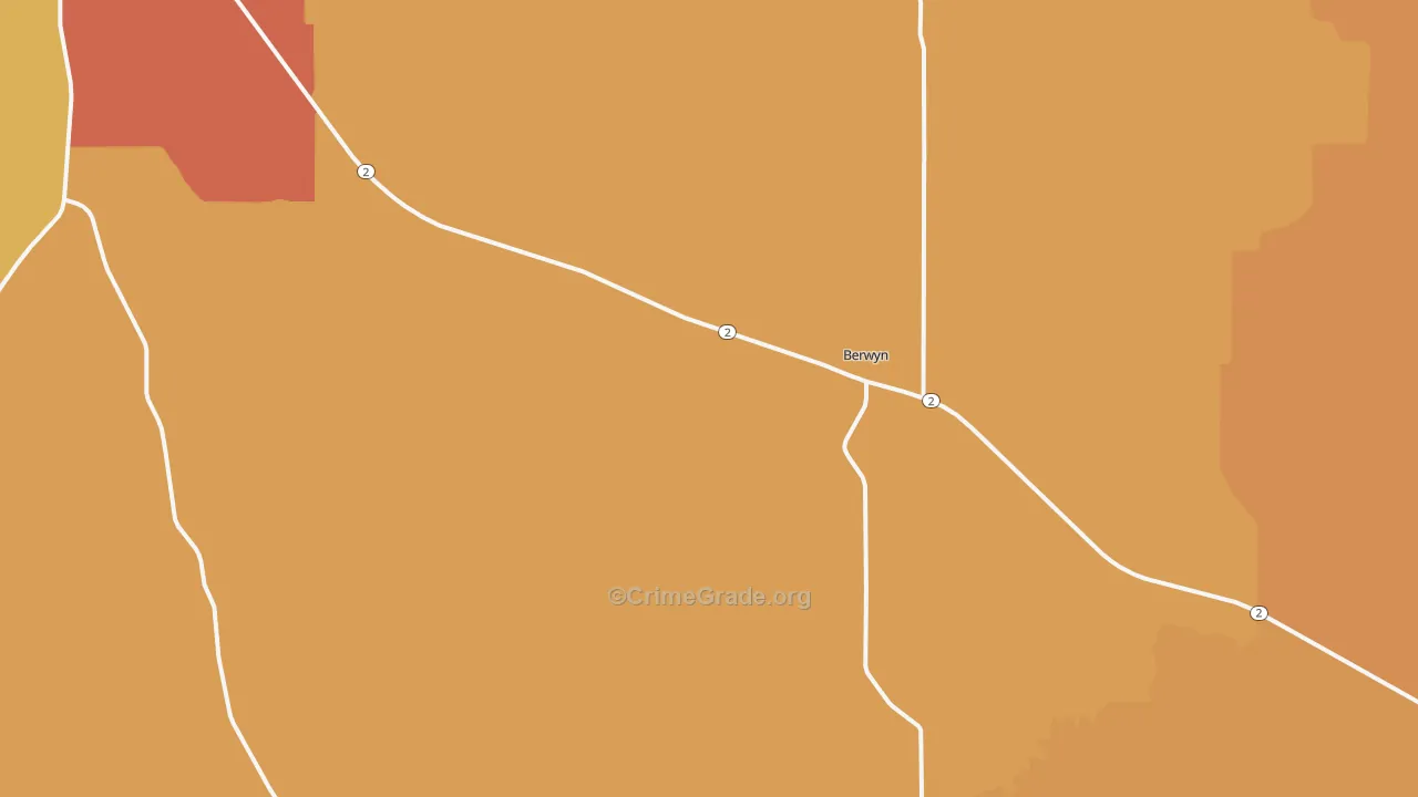 Berwyn, NE Map of Theft Rates