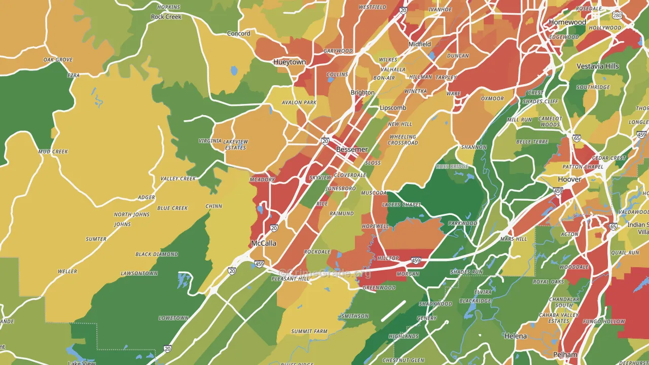 Bessemer, AL Map of Theft Rates