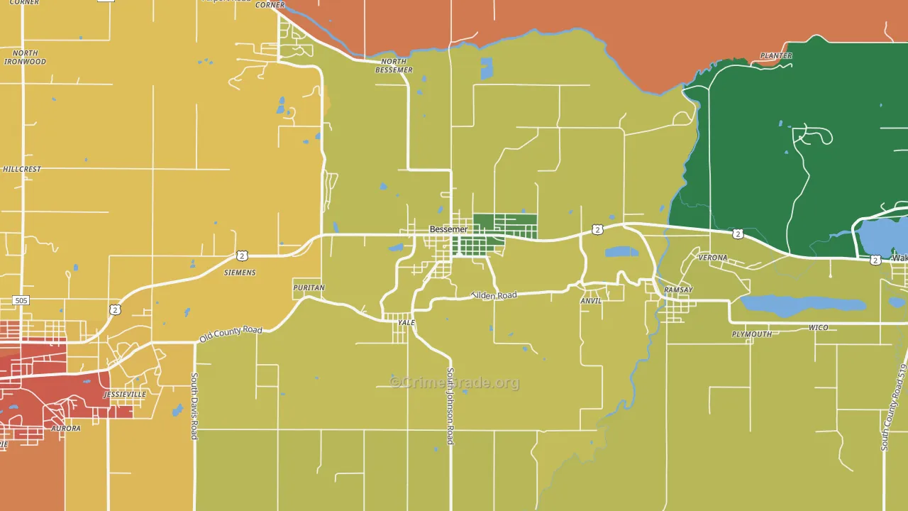 Bessemer, MI Map of Theft Rates