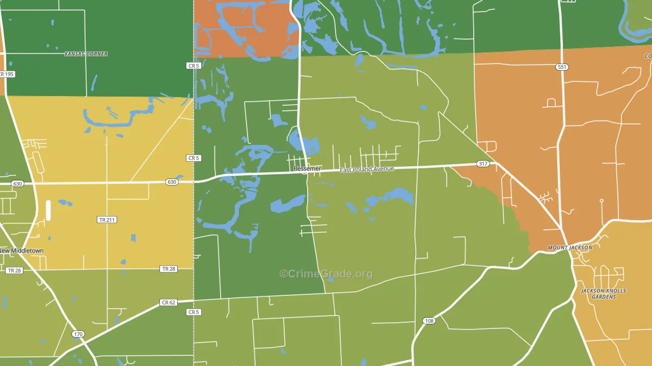 Bessemer, PA Map of Theft Rates