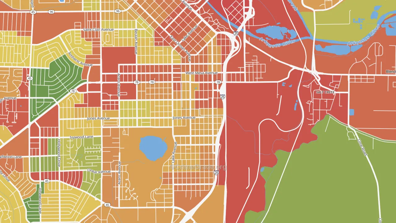Bessemer, Pueblo, CO Map of Theft Rates
