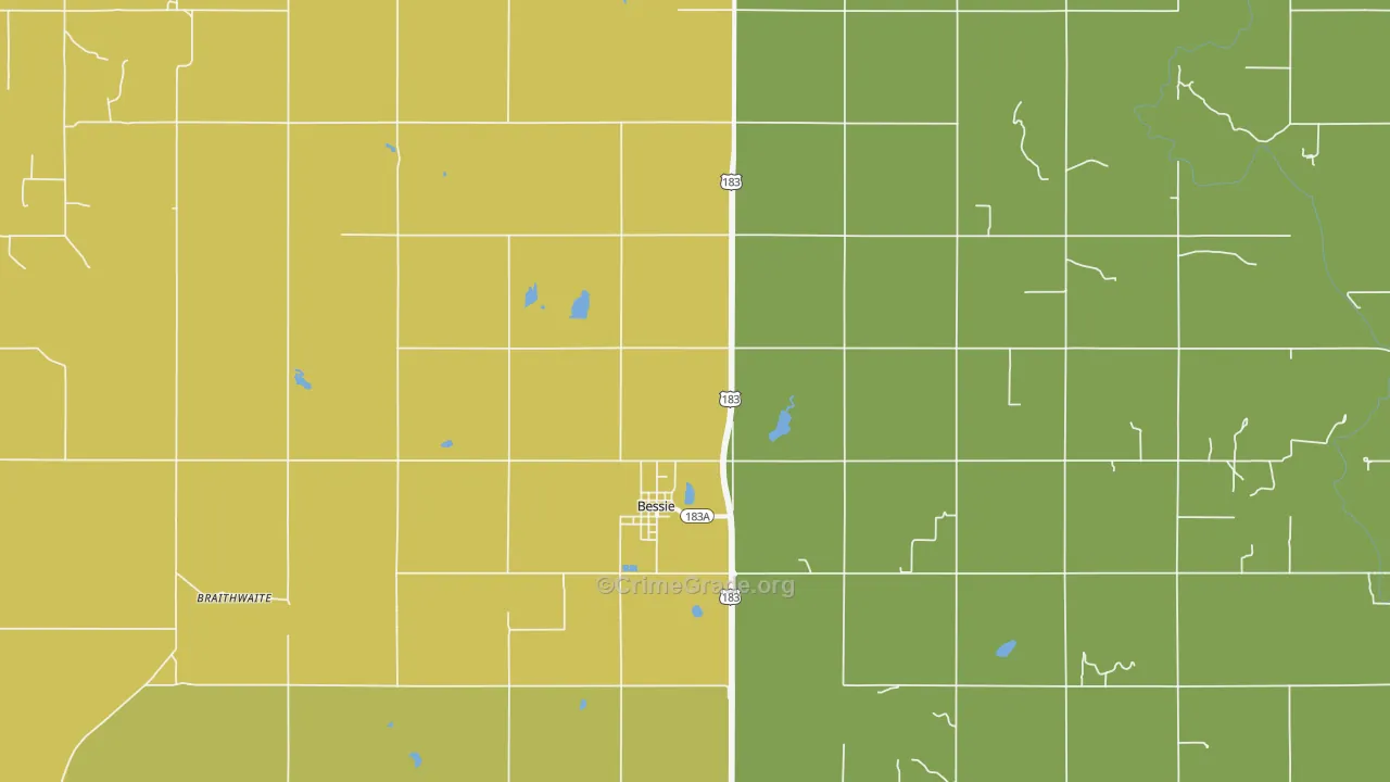 Bessie, OK Map of Theft Rates