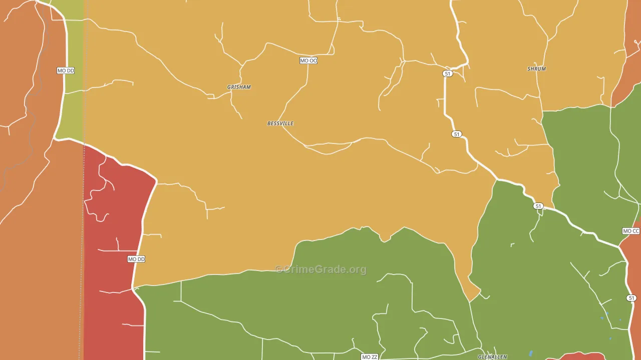 Bessville, MO Map of Theft Rates