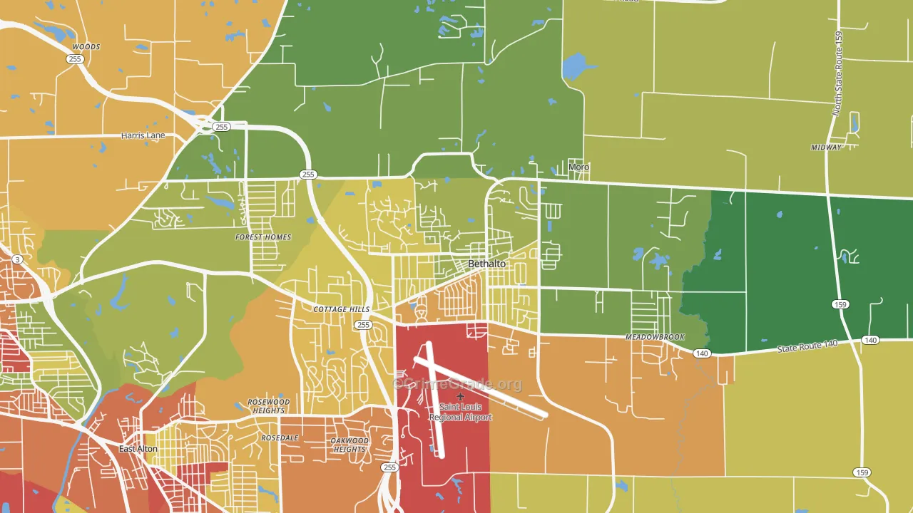 Bethalto, IL Map of Theft Rates