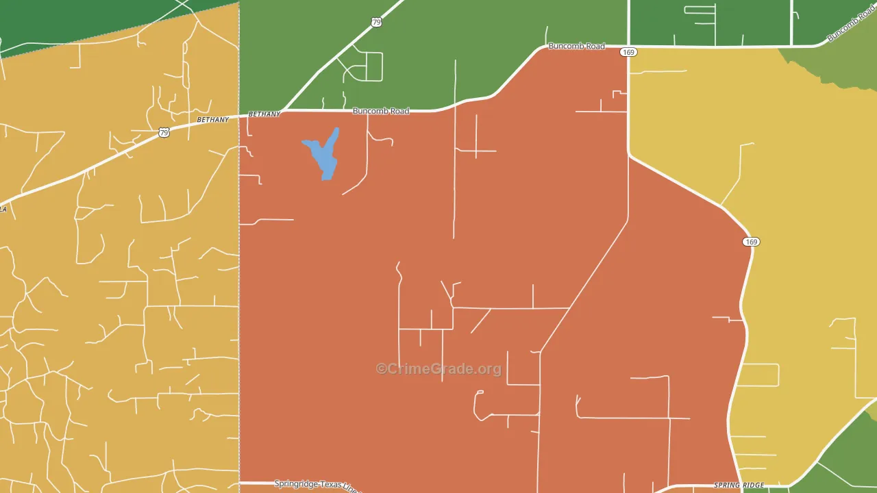 Bethany, LA Map of Theft Rates