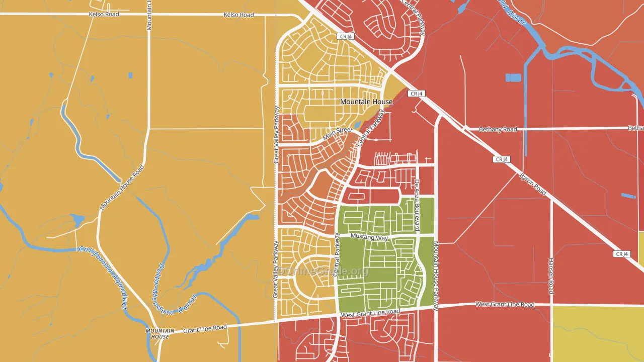 Bethany, Mountain House, CA Map of Theft Rates