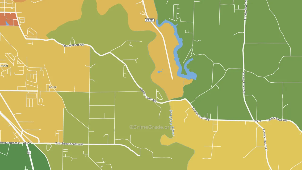 Bethel, AL Map of Theft Rates
