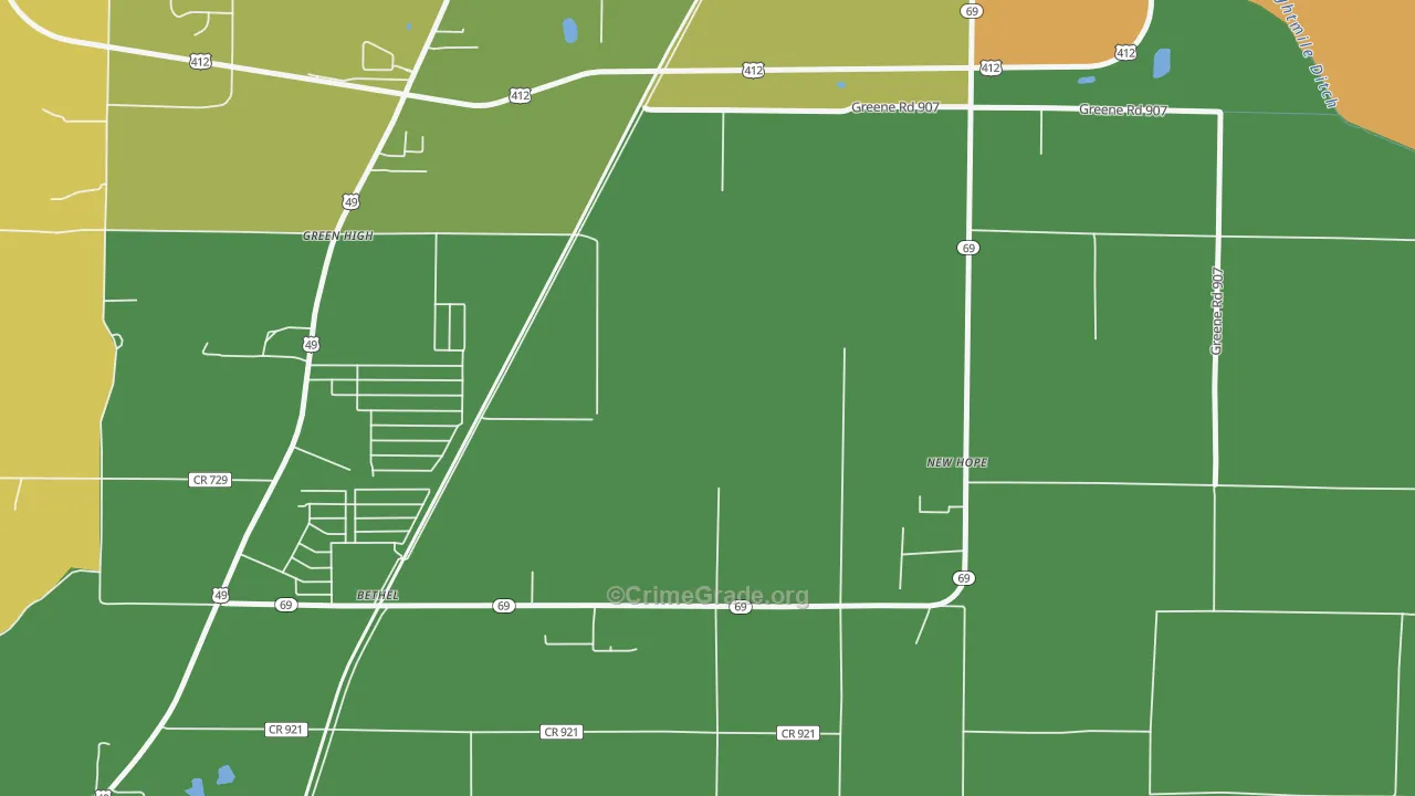Bethel, AR Map of Theft Rates