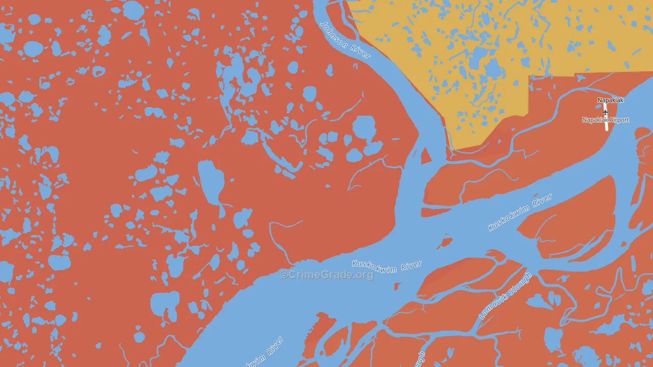 Bethel Census Area, AK Map of Theft Rates