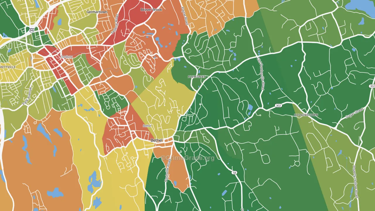 Bethel, CT Map of Theft Rates