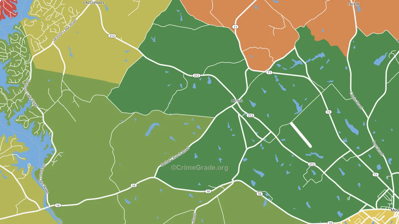 Bethel, GA Map of Theft Rates