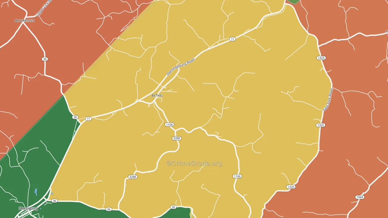 Bethel, KY Map of Theft Rates