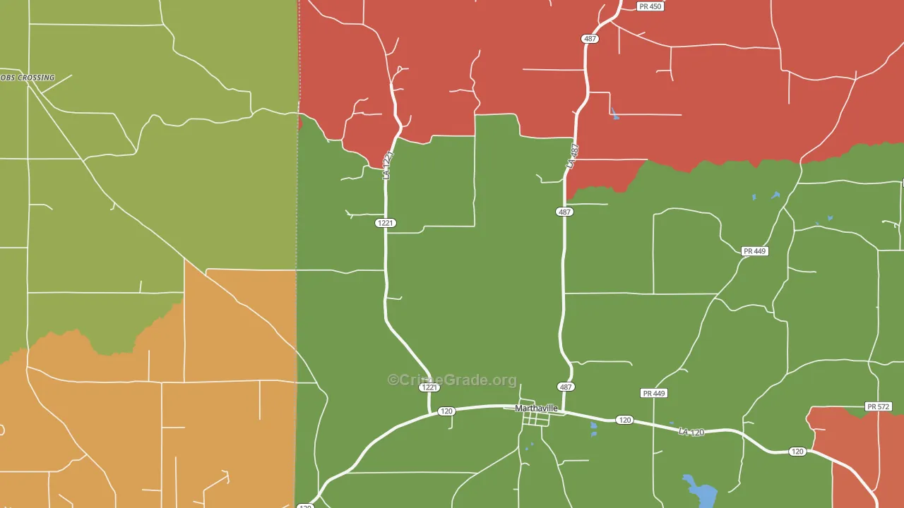Bethel, LA Map of Theft Rates