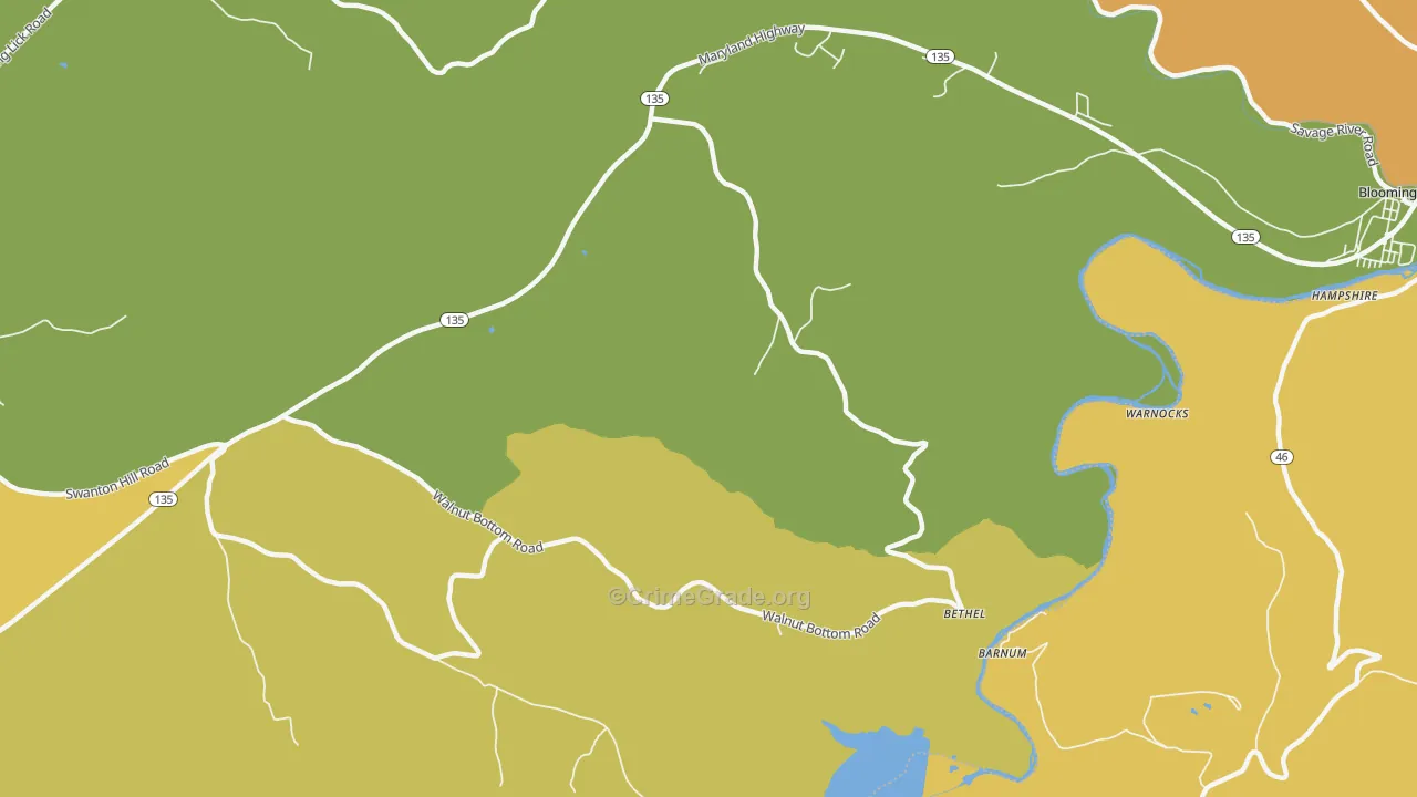 Bethel, MD Map of Theft Rates