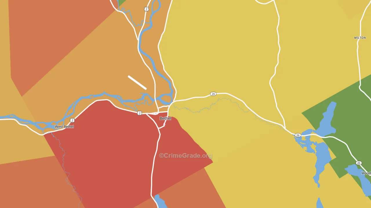 Bethel, ME Map of Theft Rates