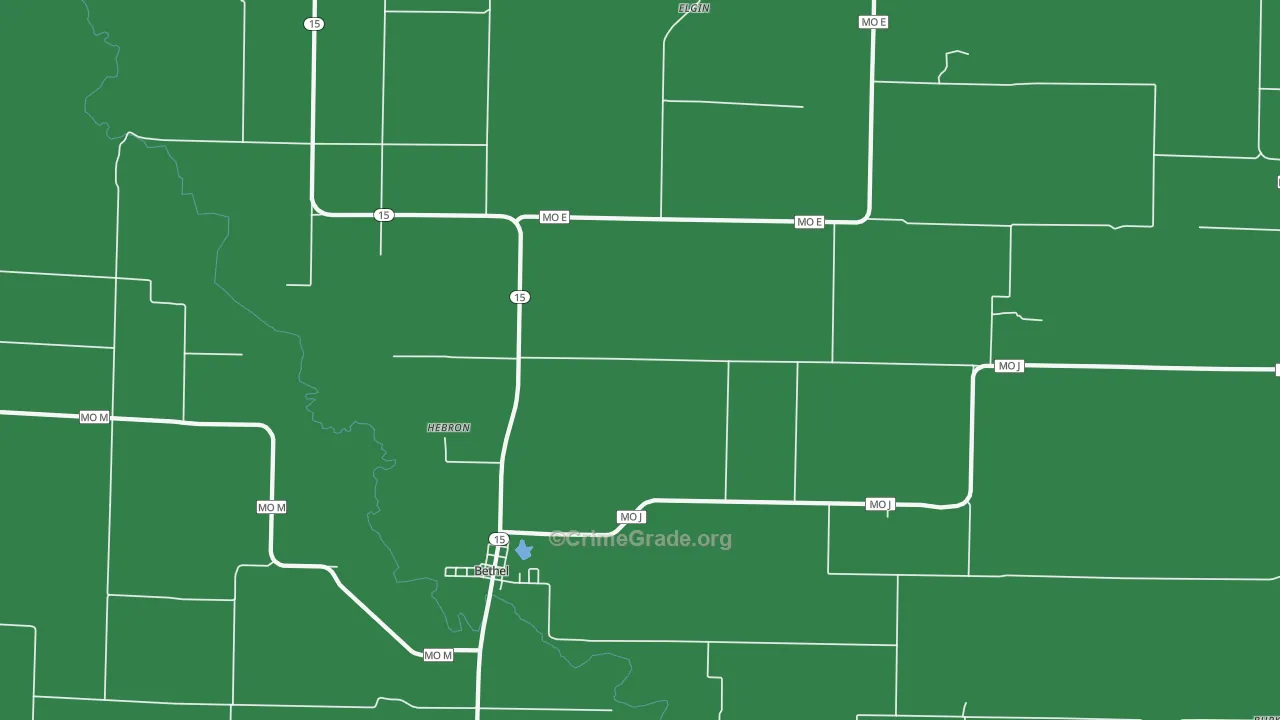 Bethel, MO Map of Theft Rates