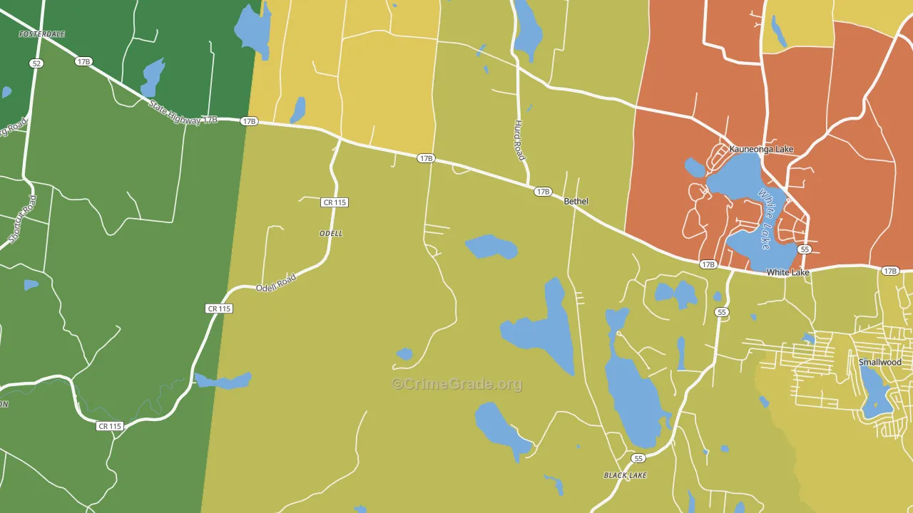 Bethel, NY Map of Theft Rates