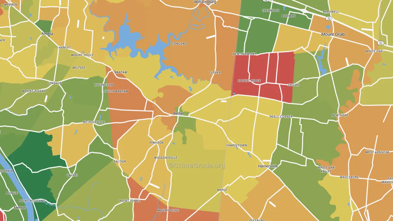 Bethel, OH Map of Theft Rates