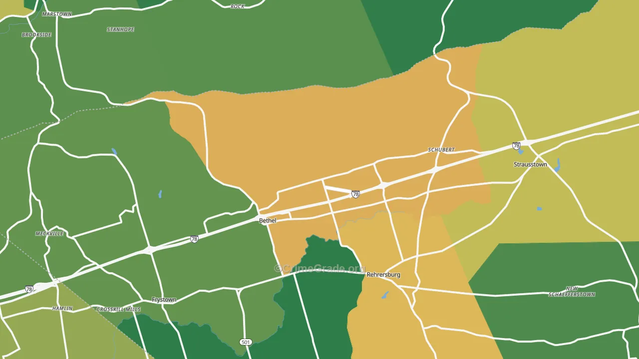 Bethel, PA Map of Theft Rates