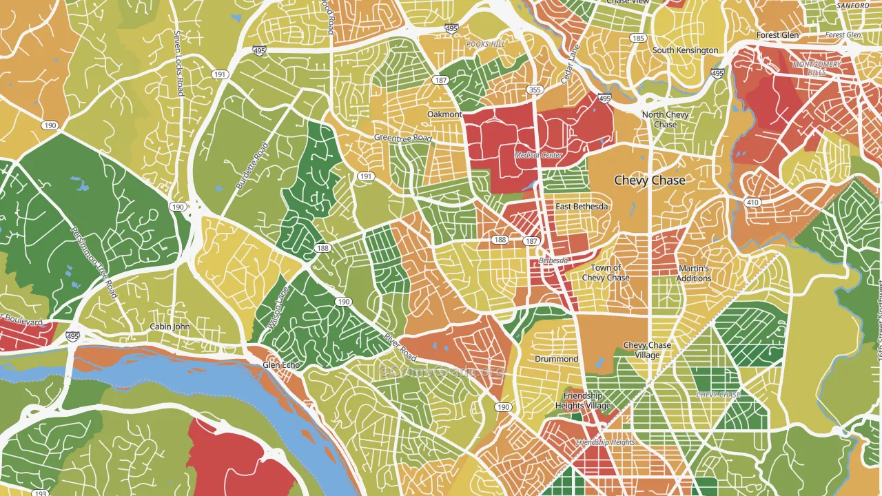 Bethesda, MD Map of Theft Rates