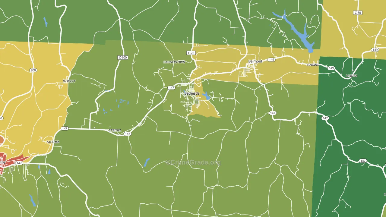 Bethesda, OH Map of Theft Rates