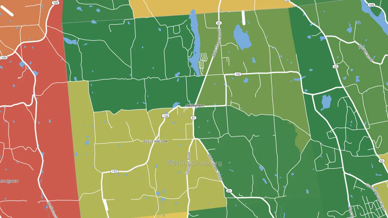 Bethlehem, CT Map of Theft Rates