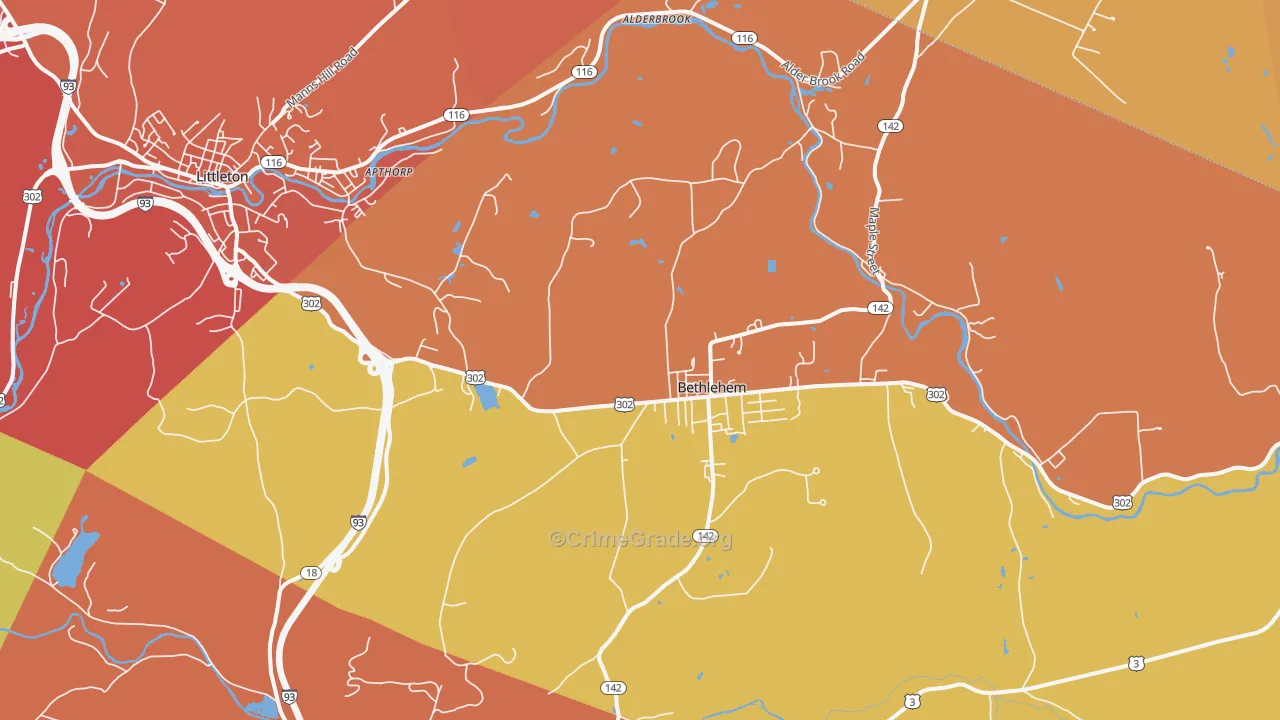 Bethlehem, NH Map of Theft Rates