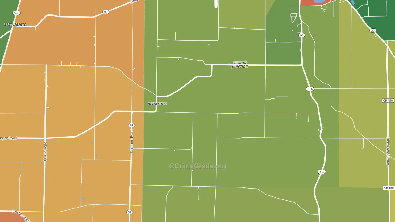 Bethlehem, OH Map of Theft Rates