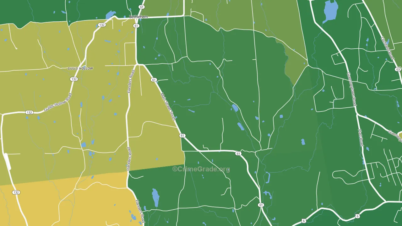 Bethlehem Village, CT Map of Theft Rates