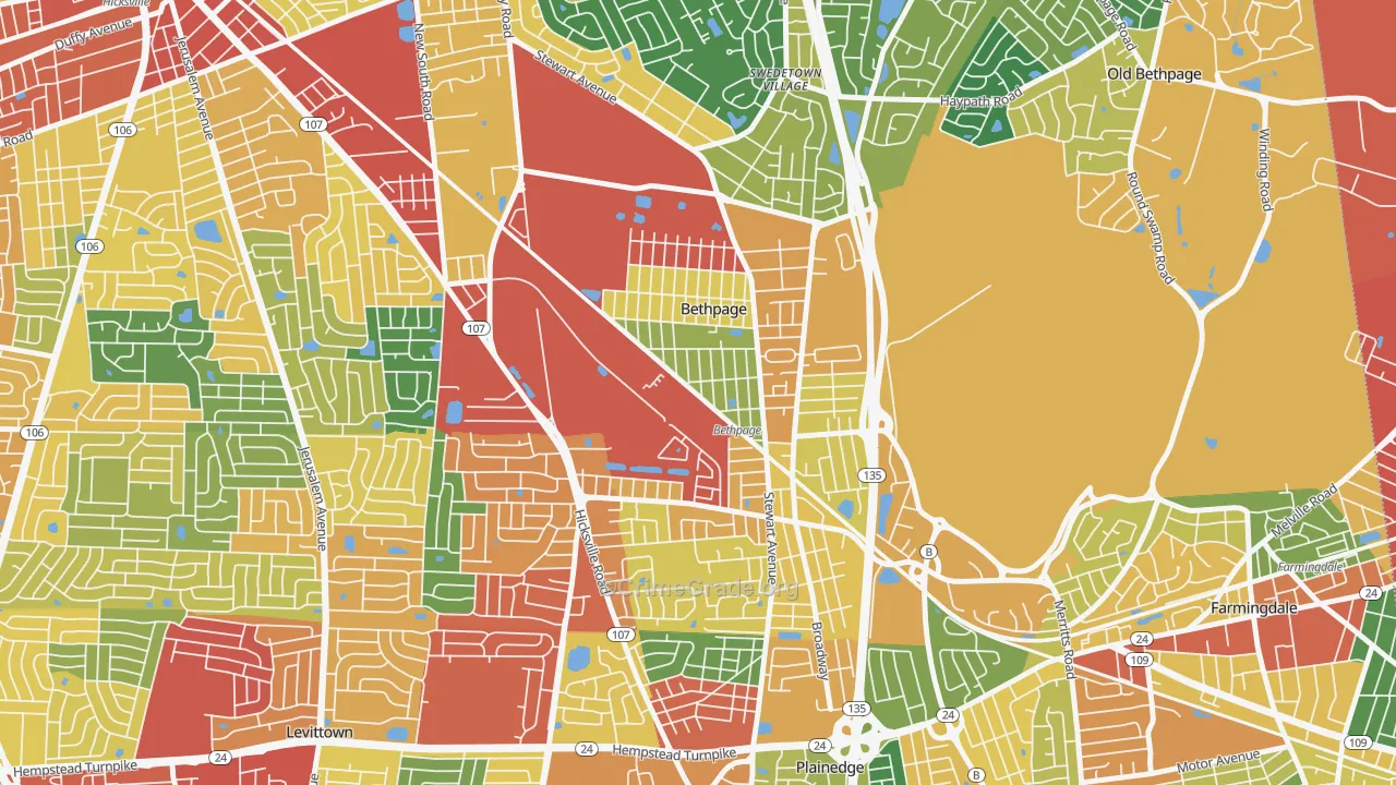 Bethpage, NY Map of Theft Rates
