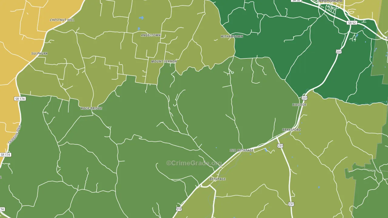 Bethpage, TN Map of Theft Rates