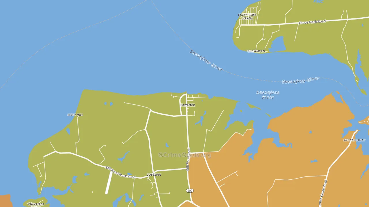 Betterton, MD Map of Theft Rates