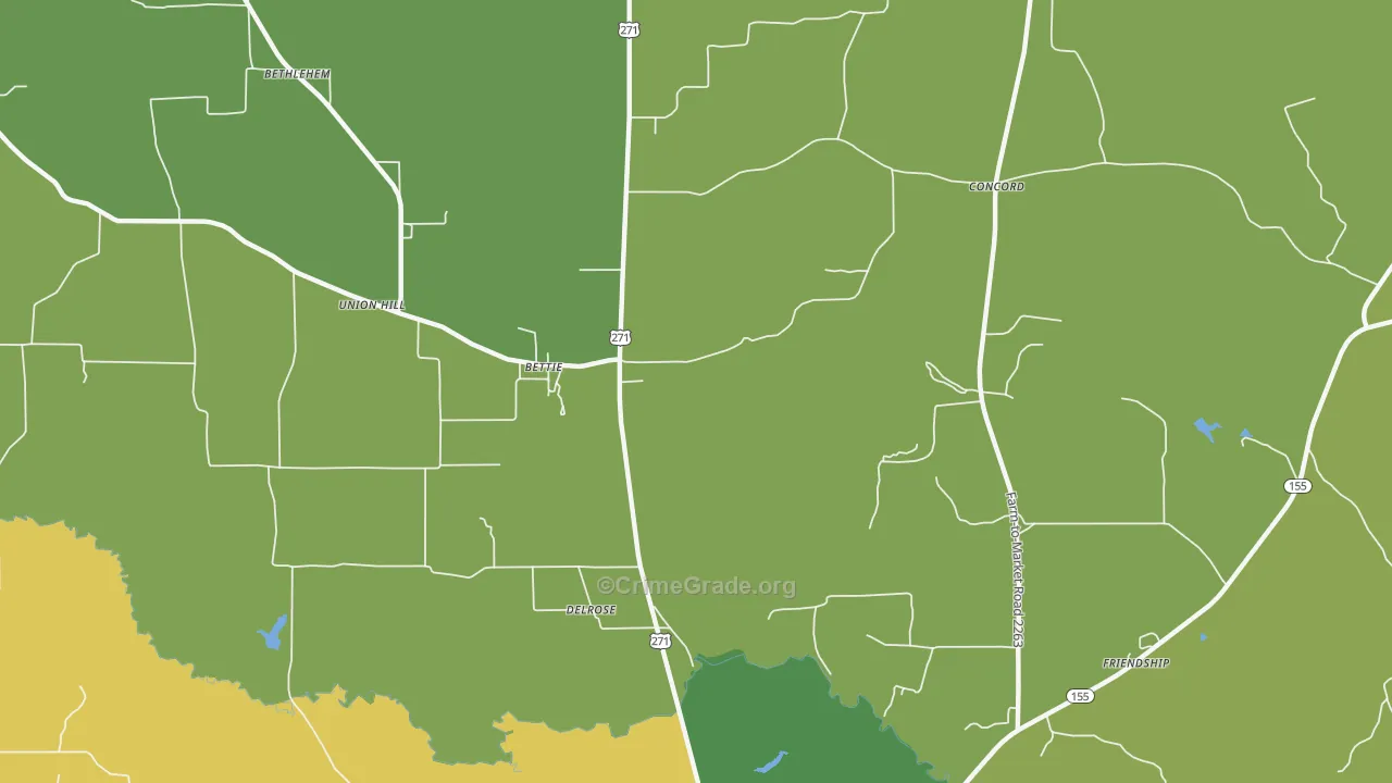 Bettie, TX Map of Theft Rates