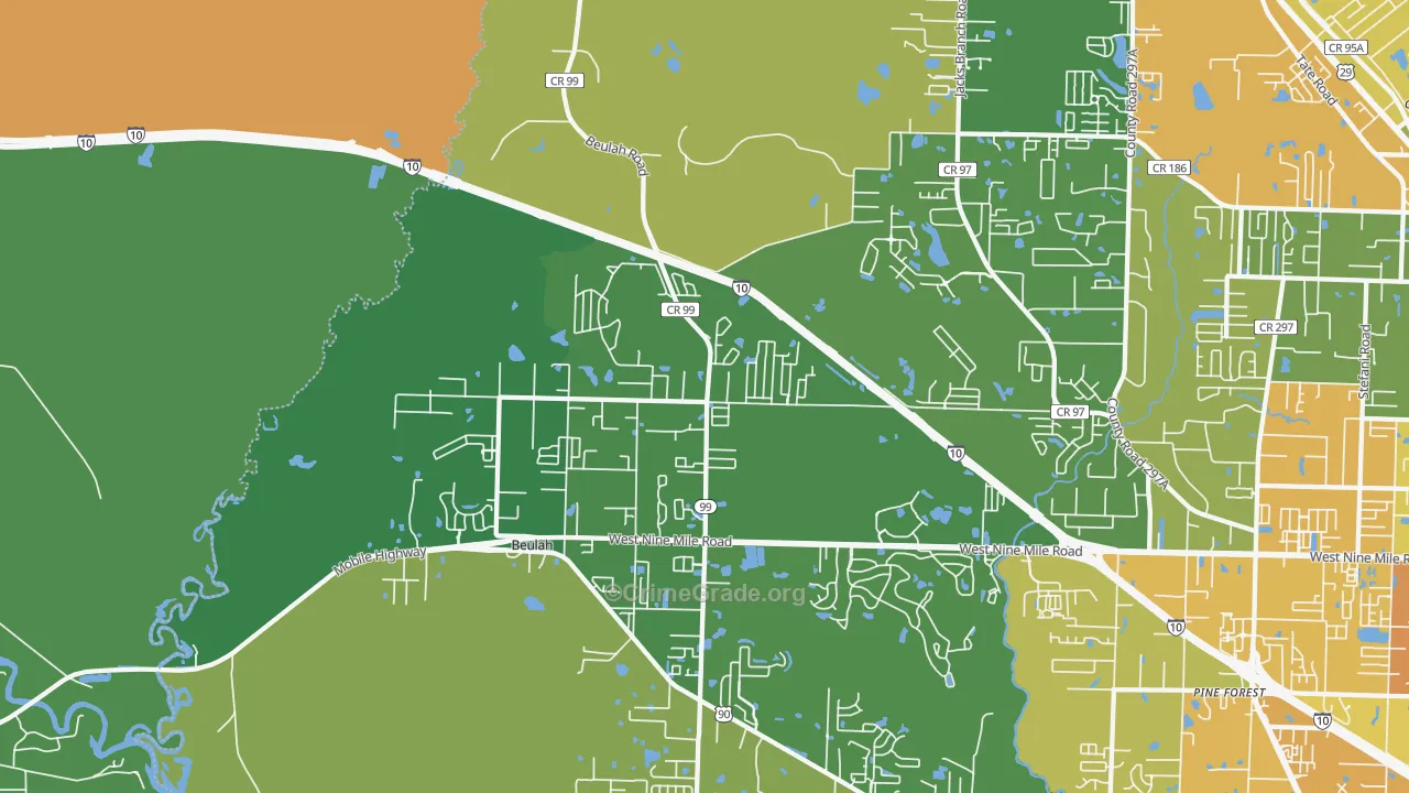 Beulah, FL Map of Theft Rates
