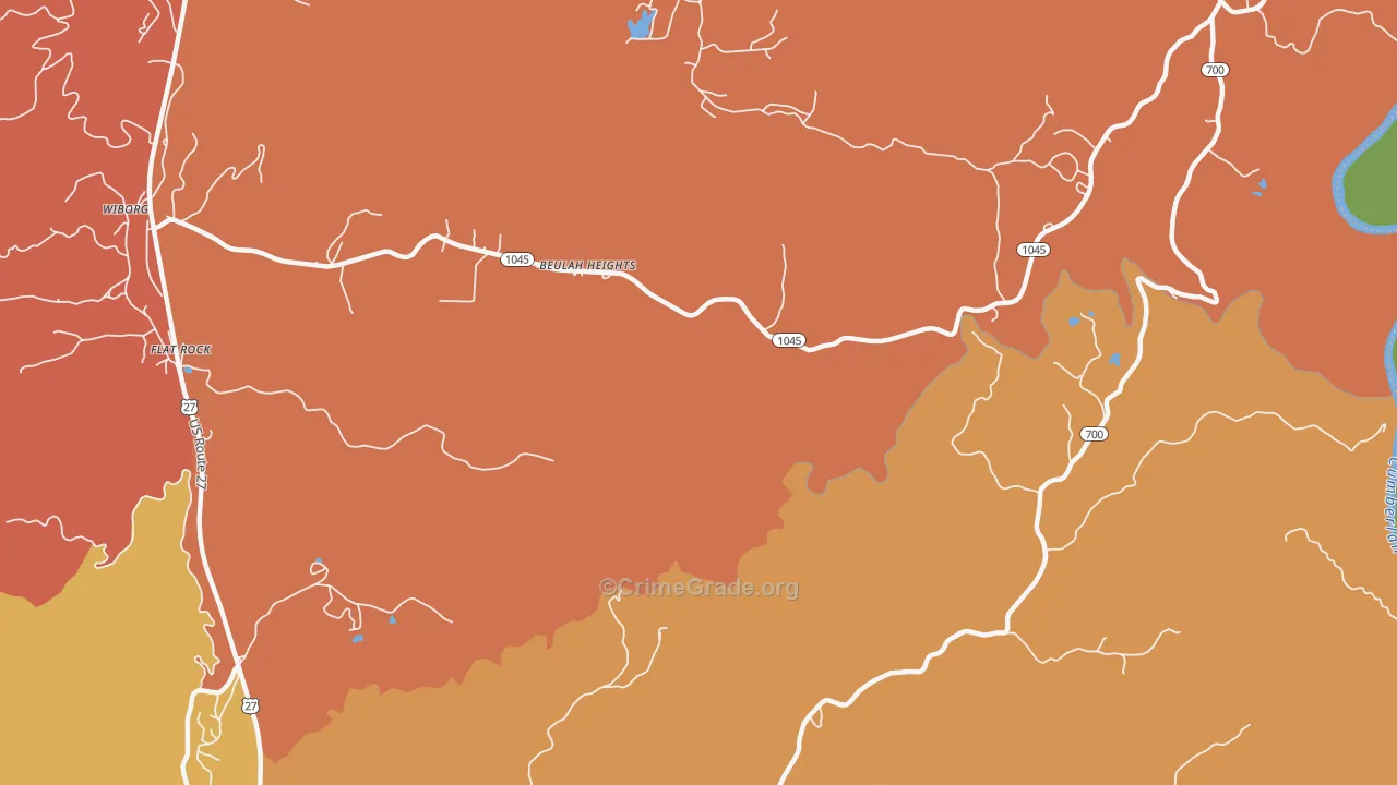 Beulah Heights, KY Map of Theft Rates