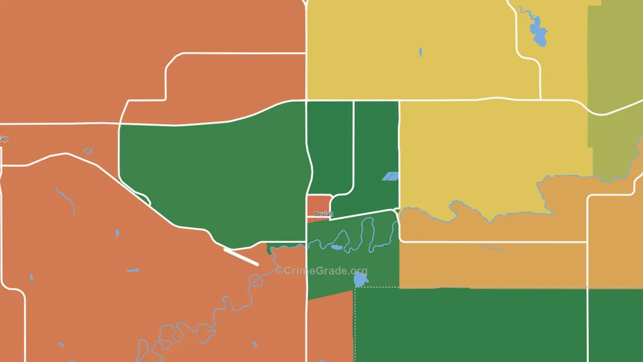 Beulah, ND Map of Theft Rates