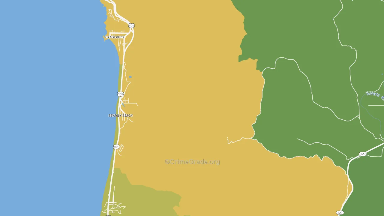 Beverly Beach, OR Map of Theft Rates