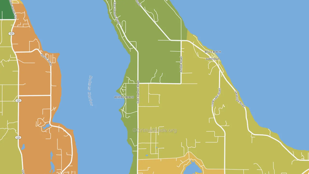 Beverly Beach, WA Map of Theft Rates
