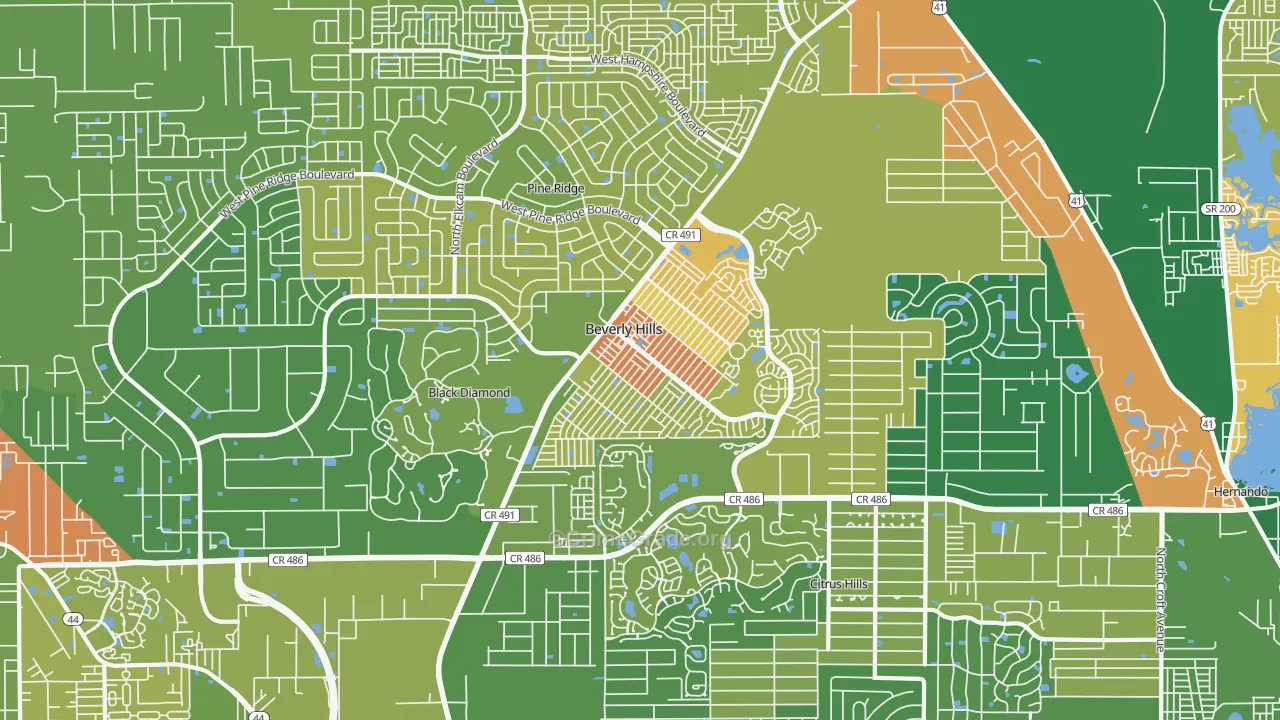 Beverly Hills, FL Map of Theft Rates