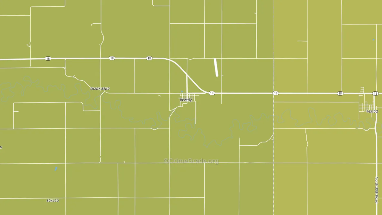 Beverly, KS Map of Theft Rates
