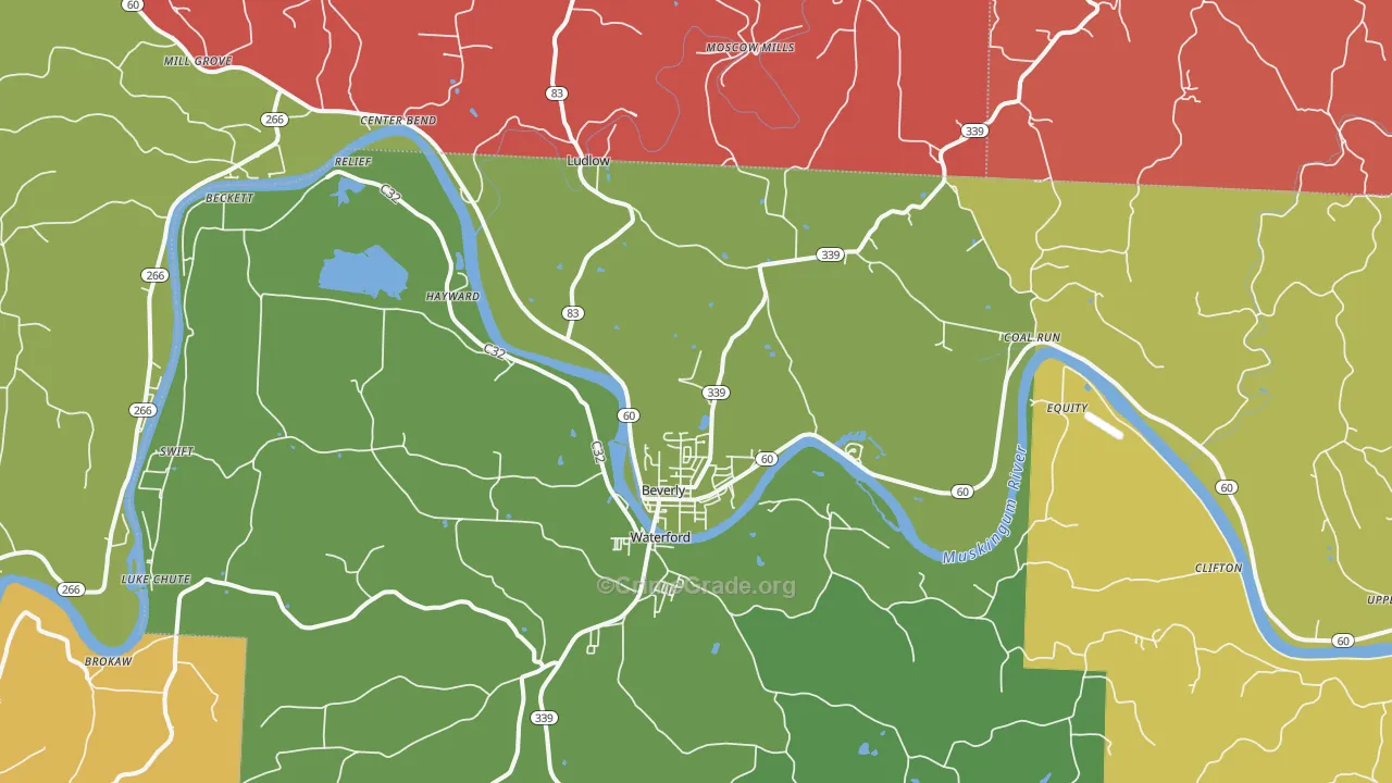 Beverly, OH Map of Theft Rates