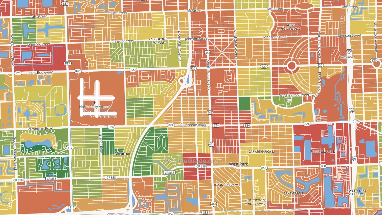 Beverly Park, Hollywood, FL Map of Theft Rates