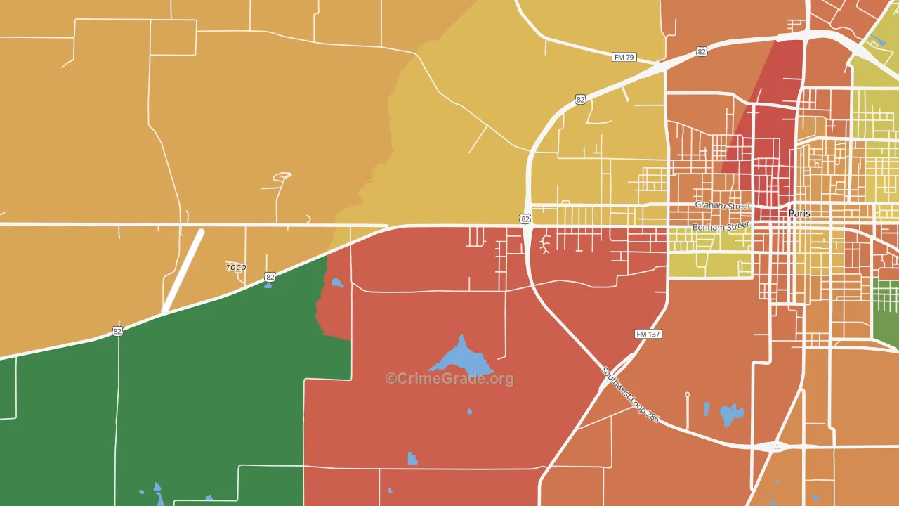 Biardstown, TX Map of Theft Rates