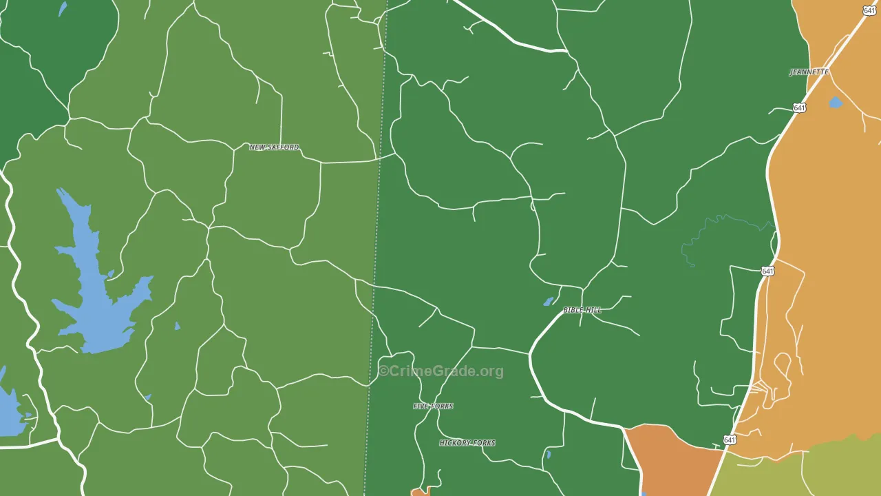 Bible Hill, TN Map of Theft Rates