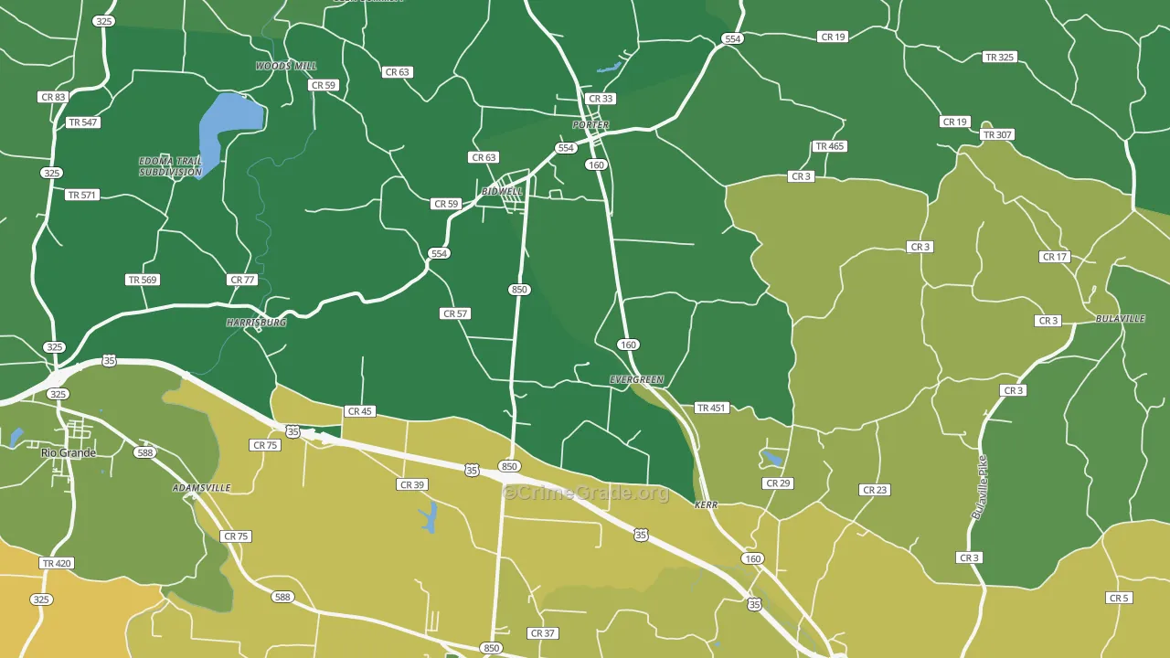 Bidwell, OH Map of Theft Rates