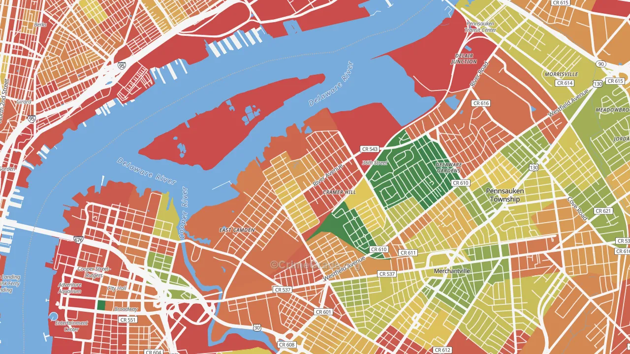 Biedeman, Camden, NJ Map of Theft Rates