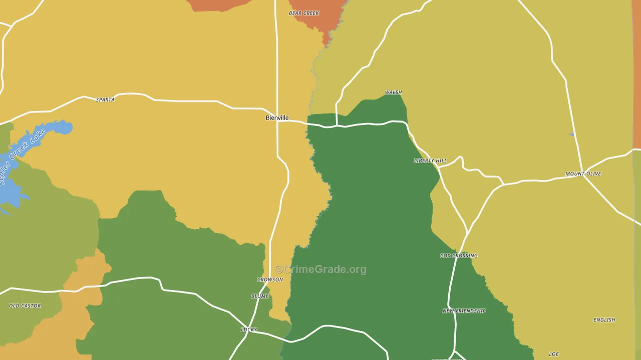 Bienville, LA Map of Theft Rates