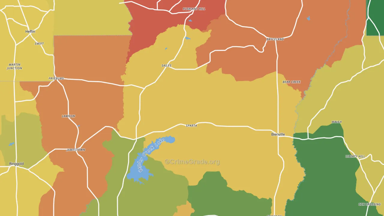 Bienville Parish, LA Map of Theft Rates