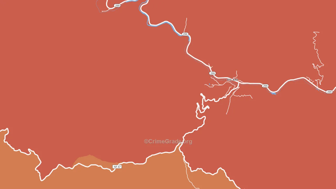 Big Bar, CA Map of Theft Rates